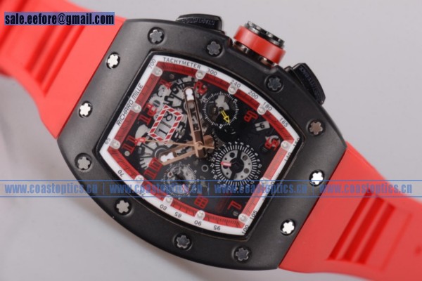 Richard Mille RM011-FM Watch PVD Red Markers Replica Red Rubber - Click Image to Close